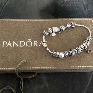 Pandora charms bracelets and tie necklaces